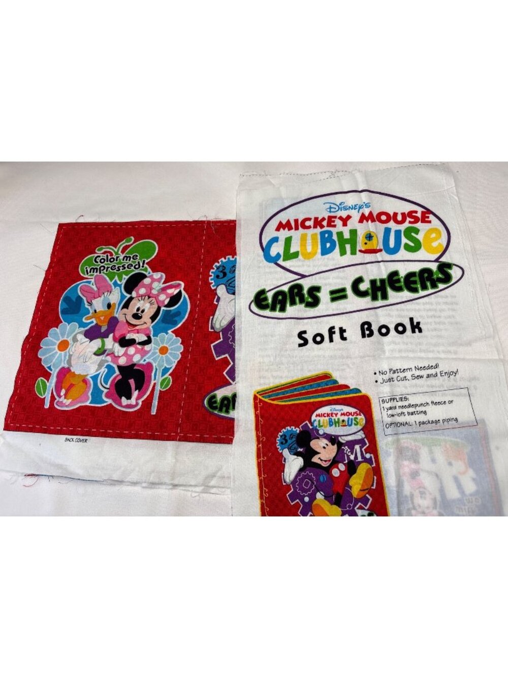 Disney Mickey Mouse Clubhouse Soft Book Fabric Panel DIY Ears=Cheers Kids Craft